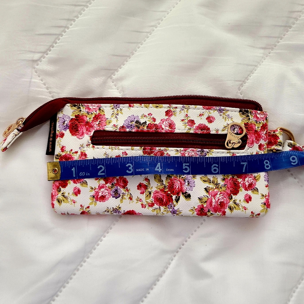 🥳FINAL PRICE👍👛 NWOT 💐 GORGEOUS Orange brand floral wristlet - Picture 7 of 9